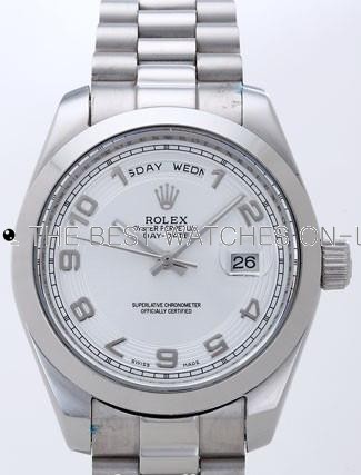 Rolex Day-Date II Replica Watches Silver Dial RX41148