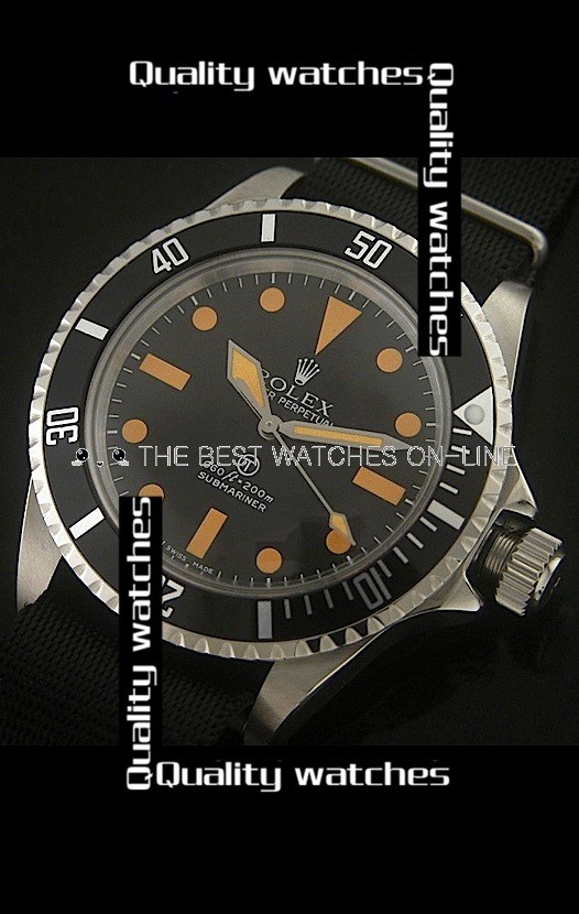 Rolex Submariner Black dial Orange time markers Automatic Replica Watch 