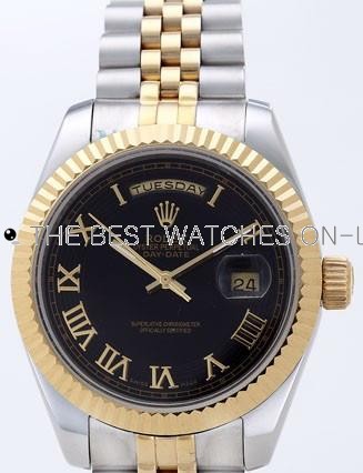 Rolex Day-Date II Replica Watches Black Dial RX41121