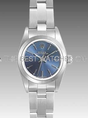 Rolex Oyster Perpetual Replica Watches SS Stainless Steel Blue Dial Bar Hour markers