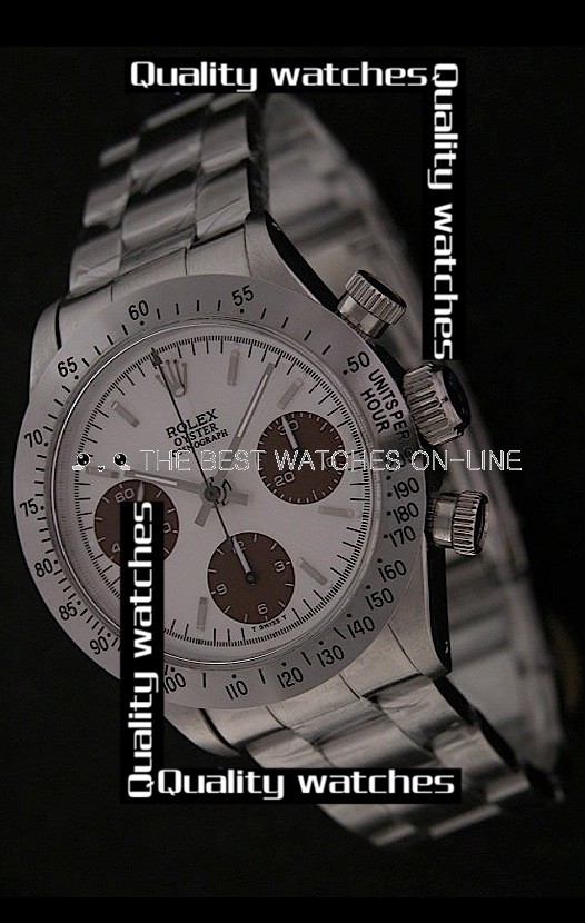 Swiss Rolex Cosmograph Daytona White dial Brown Subdials Automatic Replica Watch 