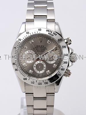 Rolex Daytona Replica Watches Gray Dial Diamond hour markers SS Band