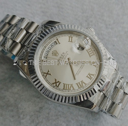 Rolex Day-Date II Swiss Automatic Watch Silver White Dial 41MM (High End)     