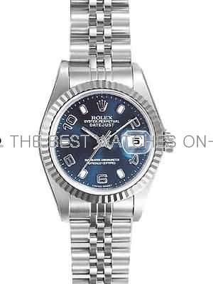 Rolex Datejust Replica Watches Jubilee Blue Dial Arabic Hour markers 34mm
