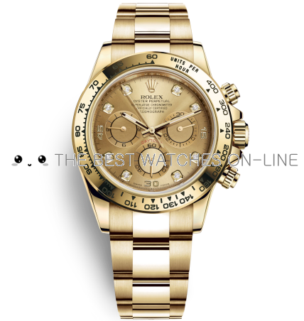 Rolex Cosmograph Daytona 18K Gold Golden dial Diamond time markers Automatic Replica Watch 