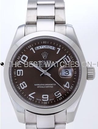Rolex Day-Date II Replica Watches Brown Dial RX41168