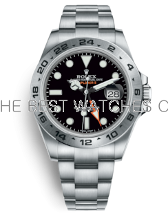 Swiss Replica Rolex Explorer II Black Dial Orange GMT Hand (Super Model)