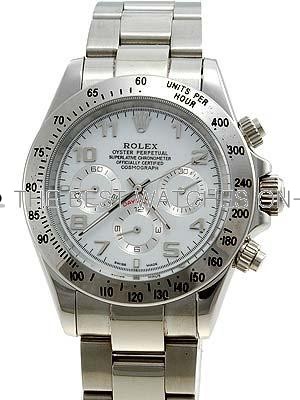 Rolex Daytona Replica Watches SS White dial arabic hour markers