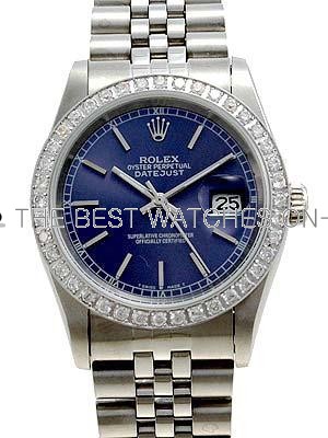 Rolex Datejust Replica Watches Jubilee SS Dark blue dial bar markers I