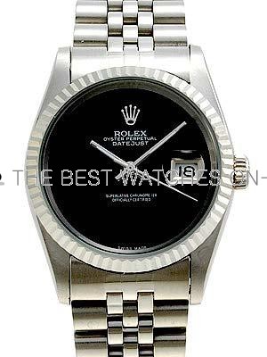 Rolex Datejust Replica Watches SS Black dial no markers V