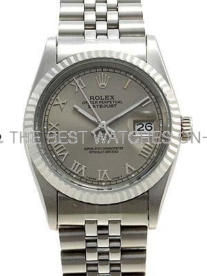 Rolex Datejust Replica Watches SS Gray dial roman numeral hour markers