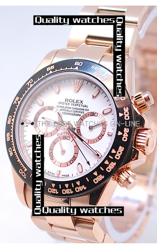 Rolex Cosmograph Daytona Rose Gold Stick Time Markers Automatic Replica Watch 
