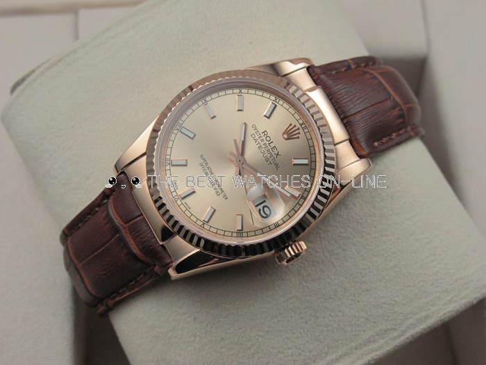 Rose gold rolex leather strap top
