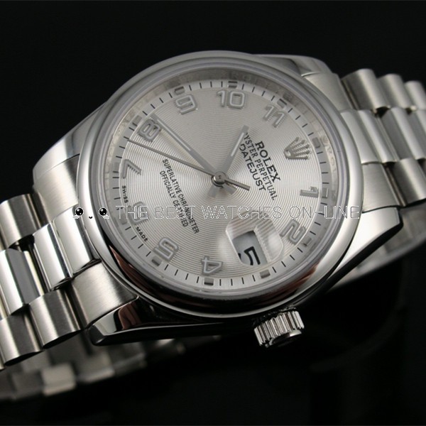 Swiss Rolex Datejust Silver dial Arabic numerals time markers Automatic Replica Watch