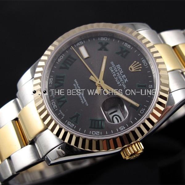 Rolex Datejust 18K Gold Chocolate dial Roman numerals time markers Automatic Replica Watch