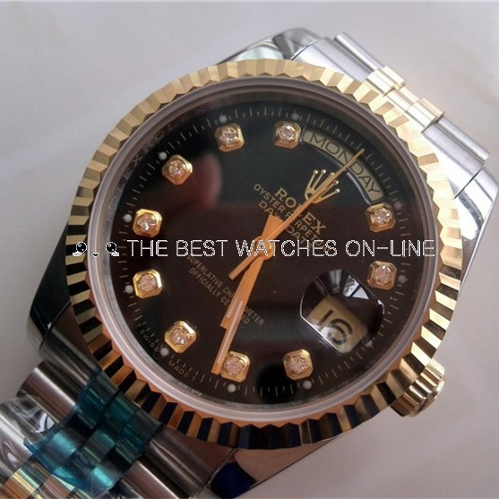 Rolex Day-Date Black Dial Diamonds Markers 