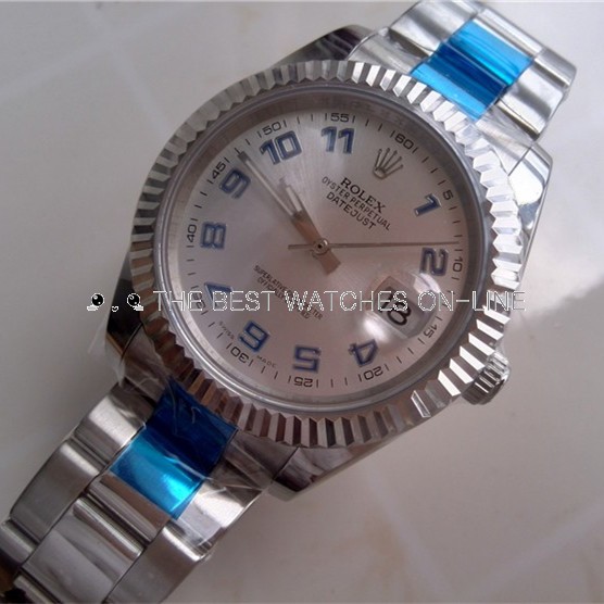 Rolex Datejust II Silver White Dial Blue Hour Markers