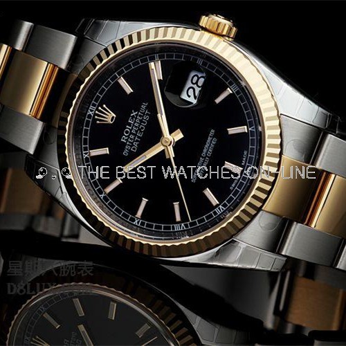 Swiss Rolex Datejust Mens 116233 Black dial Bar-type time markers  Automatic Replica Watch