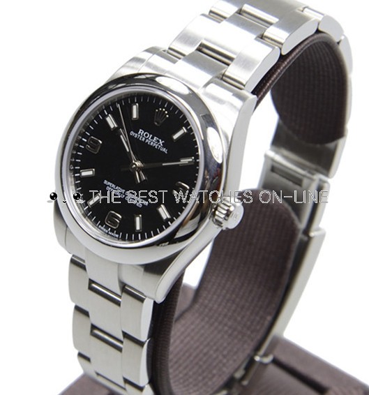 Rolex Oyster Perpetual Swiss Replica Watch 177200 Black Dial 31mm (High End)