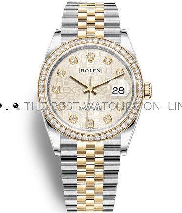 Rolex Datejust Swiss Watch Two-Toned Gold 126283RBR-0013 Diamonds Bezel (High End)