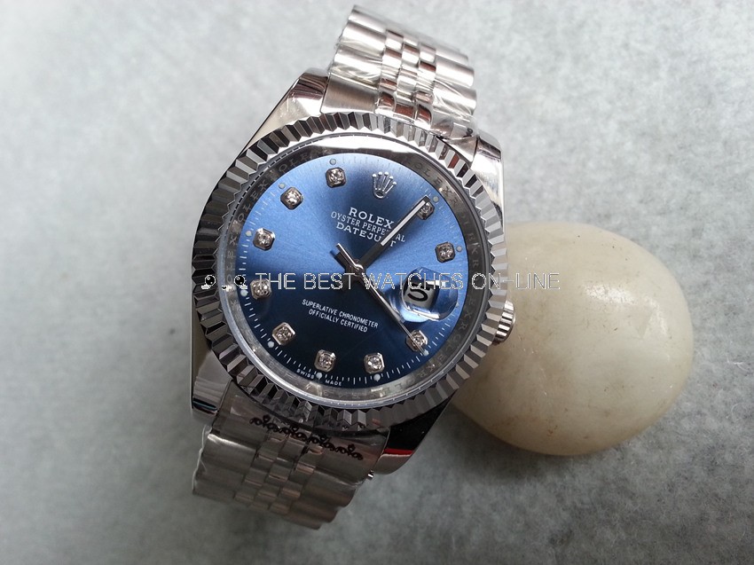 Rolex Datejust II Replica Watches Jubilee SS Stainless Steel Blue Dial Diamond Hour markers I