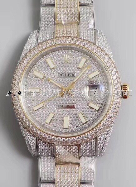 Rolex Datejust II Replica Swiss Watch Full Diamonds Yellow Gold