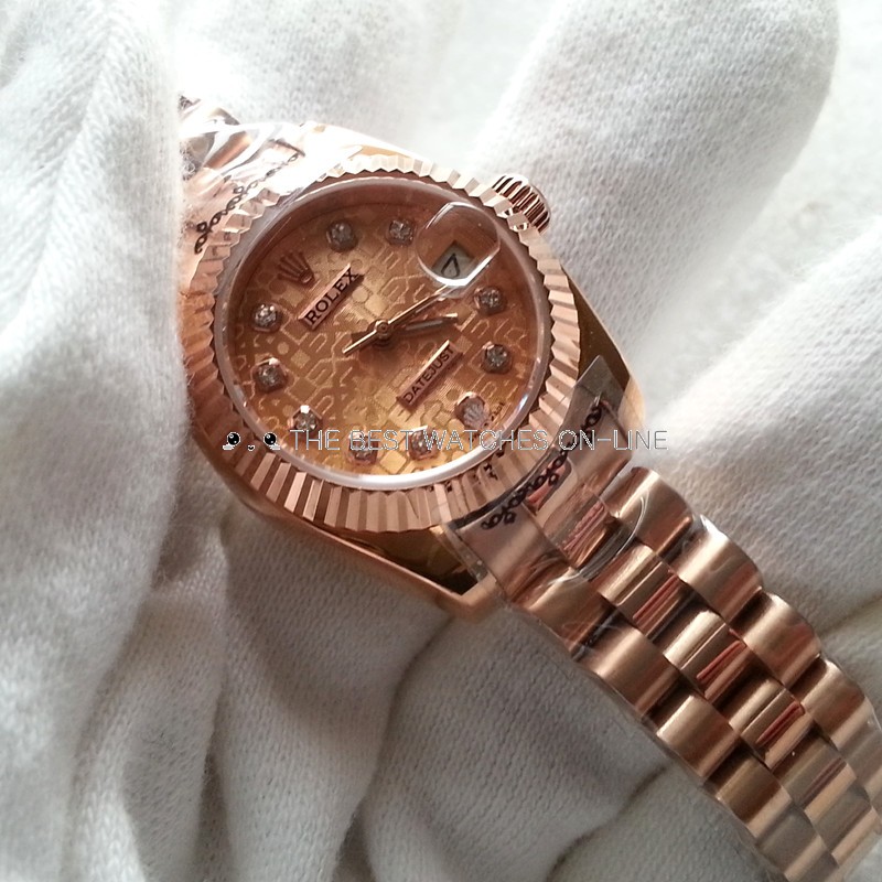 Swiss Rolex Datejust Ladies 179175 18K Rose Gold Diamond time markers  Automatic Replica Watch