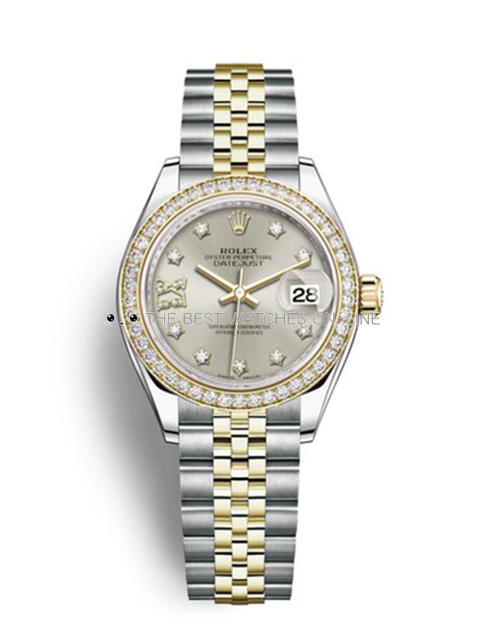 Replica Rolex Datejust Ladies Swiss Watches 279383RBR-0003 Silver Dial 28mm(High End)