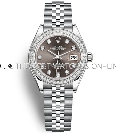 Rolex Datejust Ladies Replica Swiss Watch 279384RBR-0017 Dark Gray Dial (High End)