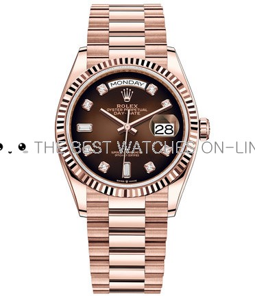 Rolex Day-Date Replica Swiss Watch 128235-0037 Chocolate Dial (High End)