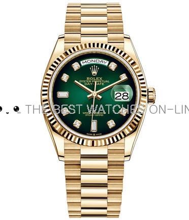 Rolex Day-Date Replica Swiss Watch 128238-0069 Green Dial (High End)