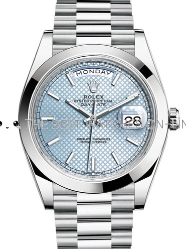Rolex Day-Date II Swiss Replica Watch 228206-0004 Ice Blue Dial 40mm (High End)   