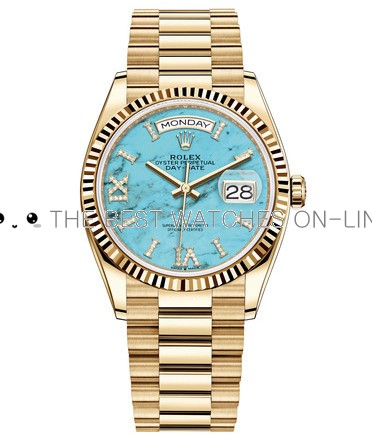 Rolex Day-Date Swiss Watch All Gold 128238-0071 Light Blue Dial (High End)