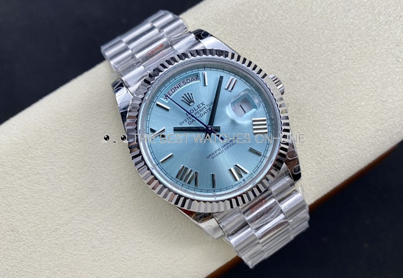 Rolex Day Date II Replica Swiss Watches 228236 0012 Ice Blue Dial