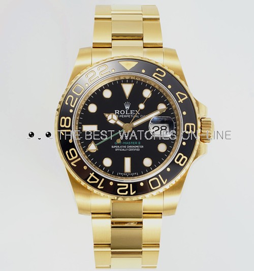 Rolex GMT-Master II Swiss Clone Watch All Gold 116718LN-0001 Black Dial (Super Model) 