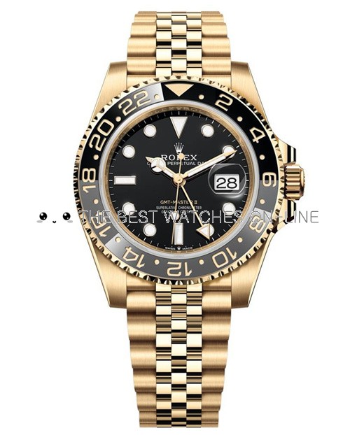 Rolex GMT-Master II Swiss Clone Watch 126718grnr-0001 All Gold Black Dial (Super Model) 