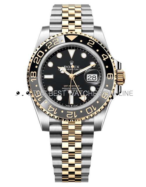 Rolex GMT-Master II Swiss Clone Watch 126713grnr-0001 Two Toned Gold Black Dial (Super Model) 