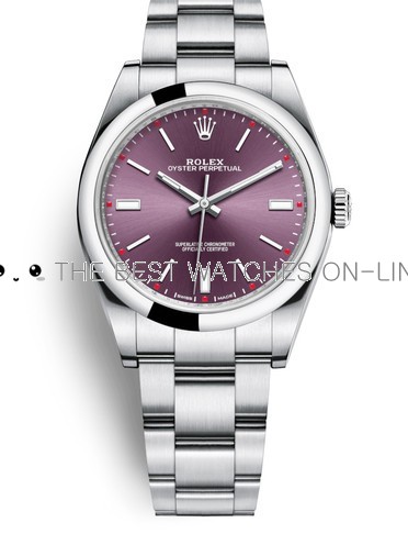 Replica Rolex Oyster Perpetual Swiss Watches 114300-0002 Red Grape Dial 39mm(High End)