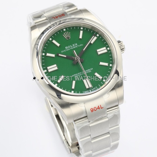 Rolex Oyster Perpetual Replica Swiss Watch 124300-0005 Green Dial 41mm (High End)