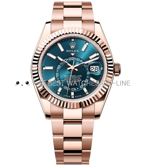Rolex Sky-Dweller 2023 Replica Swiss Watch 336935-0001 Rose Gold Green Dial (High End)