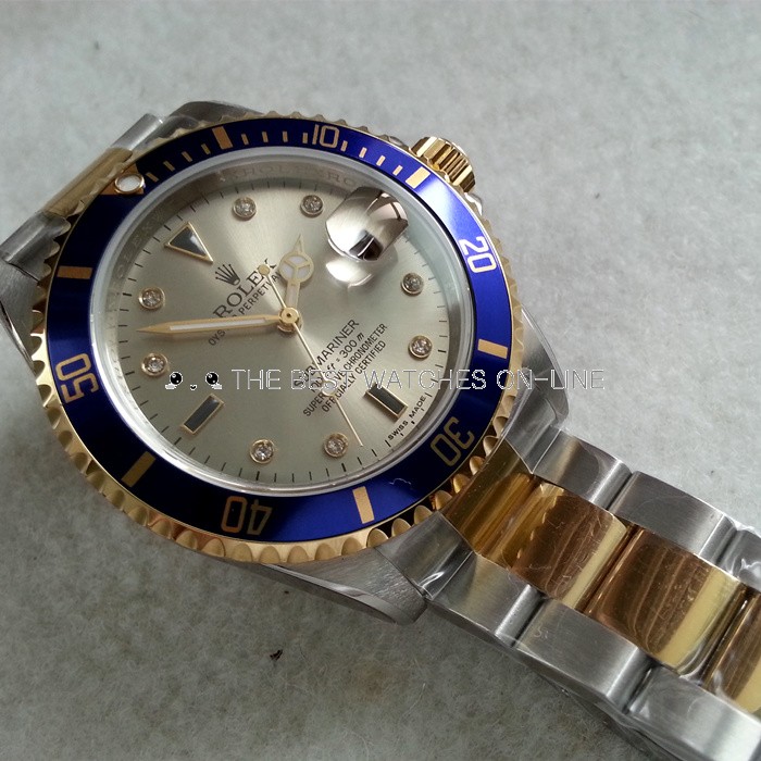 Rolex Submariner Date Replica Swiss Watch Silver Dial Diamonds Markers (High End)