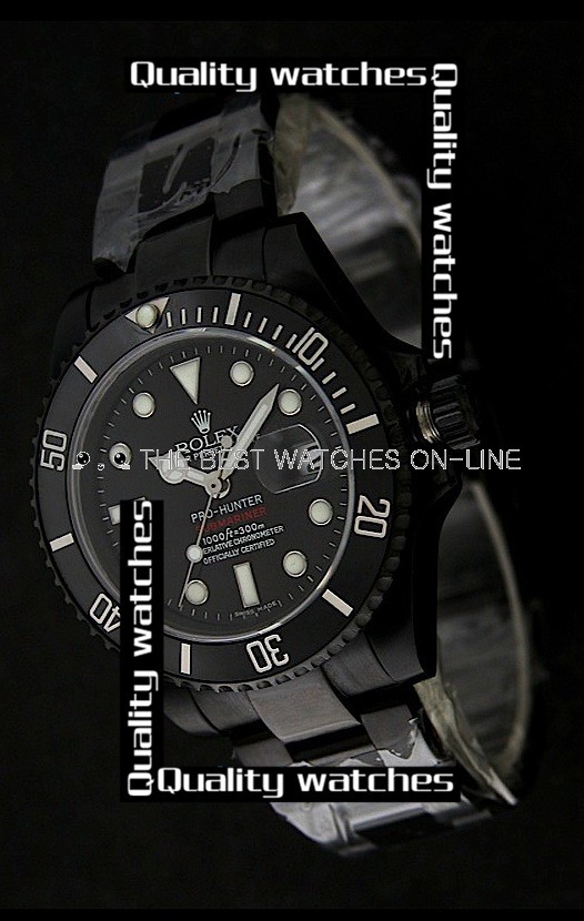 Rolex Submariner Pro-Hunter Automatic Replica Watch PVD All Black 40mm
