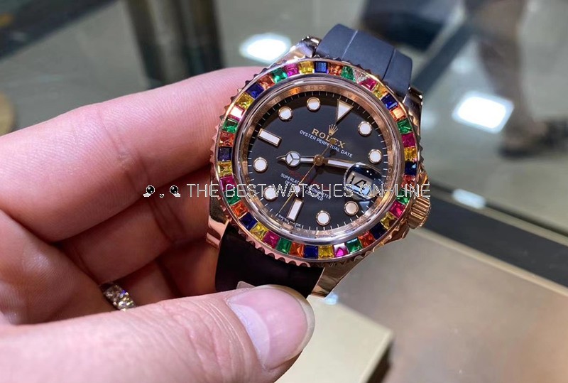 Rolex Yacht Master Swiss Replica Watch Rainbow Bezel 40mm Super