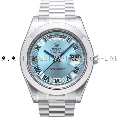 Rolex Day-Date II 218206 Platina Ice blue dial Roman numerals Men Automatic Replica Watch