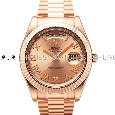 Replica Rolex Day-Date II Automatic Watch 218235 Rose Gold Dial 40mm