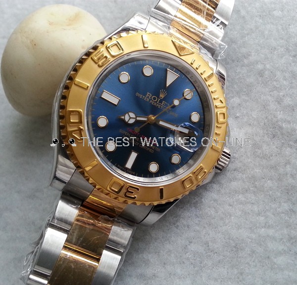 Swiss Rolex Yacht-Master Replica Two-Tone Watch Blue Dial 40mm (High End)