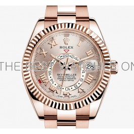 Swiss Rolex Sky Dweller Rose Gold Casing Rose Gold Dial