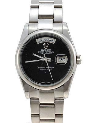 Rolex Oyster Day Date Replica Watches White Gold Black dial roman numeral hour markers II RLLP03