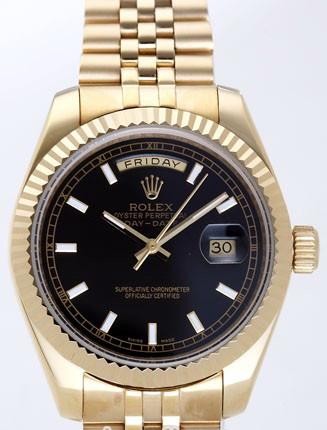 Rolex Day-Date II Replica Watches Black Dial RX41139