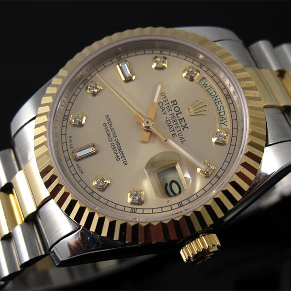 Replica Rolex Day-Date Automatic Two-Tone Watch Gold Dial 40mm